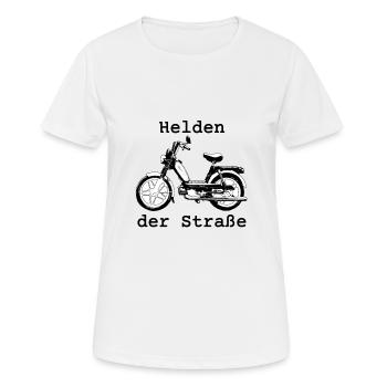 Helden der Straße, Hercules Prima 5, 25 km/h, Mofa - Frauen T-Shirt atmungsaktiv - Weiß - Vorne - AI Model Female 172 dark (172cm)