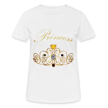 Perles princesse reine couronne doré diadème - T-shirt respirant Femme - blanc - Devant - AI Model Female 172 dark (172cm)