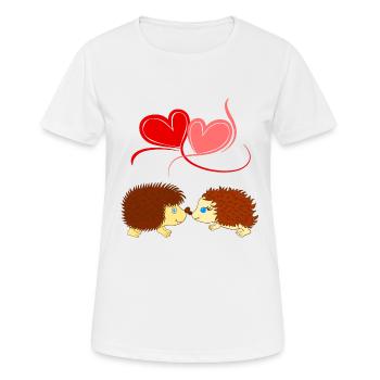 Igel - Liebe überwindet Stacheln - Comicstyle - Frauen T-Shirt atmungsaktiv - Weiß - Vorne - AI Model Female 172 dark (172cm)