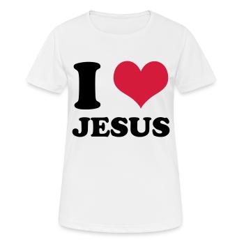 I Love Jesus - Frauen T-Shirt atmungsaktiv - Weiß - Vorne - AI Model Female 172 dark (172cm)