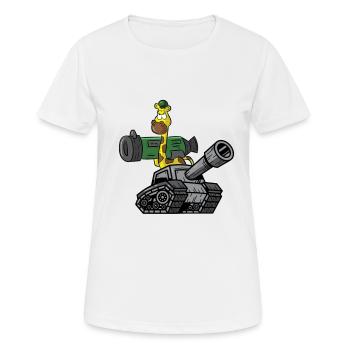 Dessin animé girafe avec bazooka et chars - T-shirt respirant Femme - blanc - Devant - AI Model Female 172 dark (172cm)