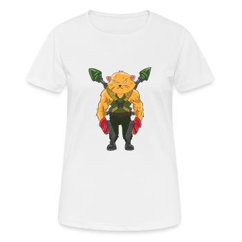 Schwer Bewaffneter Katzen Soldat - Frauen T-Shirt atmungsaktiv - Weiß - Vorne - AI Model Female 172 dark (172cm)