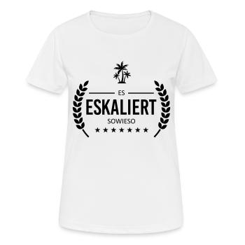 ES ESCALATED - Badge - T-shirt respirant Femme - blanc - Devant - AI Model Female 172 dark (172cm)