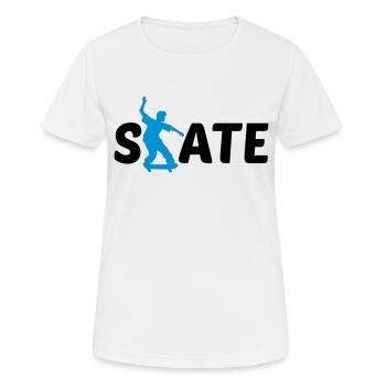 logo skate text skateboard stunt trick fahren spas - Frauen T-Shirt atmungsaktiv - Weiß - Vorne - AI Model Female 172 dark (172cm)