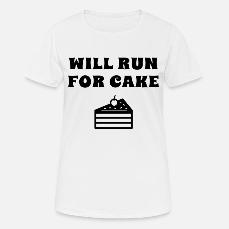 Will Run For Cake Funny Quote Running Runner - Women's Breathable T-Shirt - white