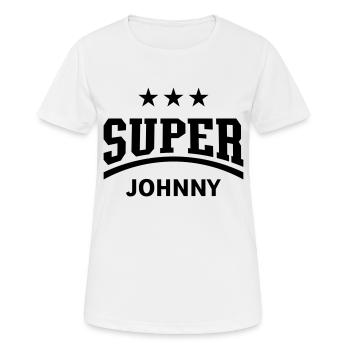 Super Johnny - Frauen T-Shirt atmungsaktiv - Weiß - Vorne - AI Model Female 172 dark (172cm)