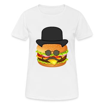 Gentleman Burger - Drôle - Humour Hipster - T-shirt respirant Femme - blanc - Devant - AI Model Female 172 dark (172cm)