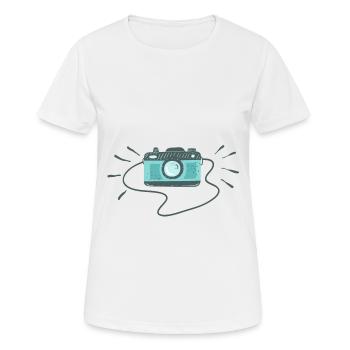 Caméra Cam Appareil photo cadeau de photographe - T-shirt respirant Femme - blanc - Devant - AI Model Female 172 dark (172cm)