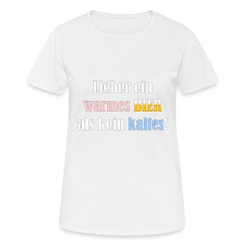 Warmes Bier - Frauen T-Shirt atmungsaktiv - Weiß - Vorne - AI Model Female 172 dark (172cm)