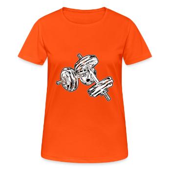 Dumb bells - Women's Breathable T-Shirt - neon orange - Front - AI Model Female 172 dark (172cm)