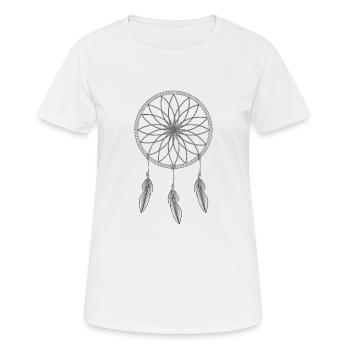 Traumfänger Dreamcatcher Schlafen Nacht Kissen - Frauen T-Shirt atmungsaktiv - Weiß - Vorne - AI Model Female 172 dark (172cm)