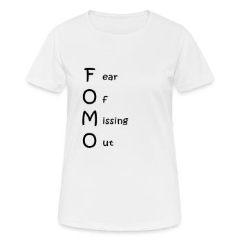FOMO - Frauen T-Shirt atmungsaktiv - Weiß - Vorne - AI Model Female 172 dark (172cm)