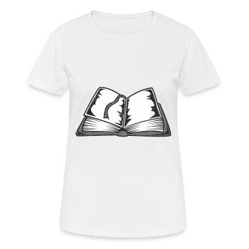livre ouvert Surimpression - T-shirt respirant Femme - blanc - Devant - AI Model Female 172 dark (172cm)
