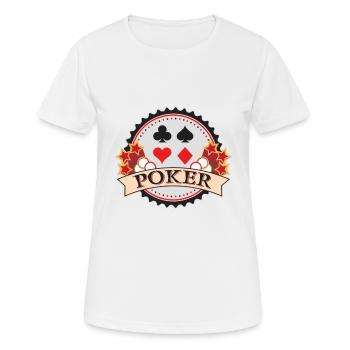 Poker - Ass - Casino - Soirée Poker - 2xCaro - T-shirt respirant Femme - blanc - Devant - AI Model Female 172 dark (172cm)