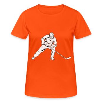 Hockey - Frauen T-Shirt atmungsaktiv - Neonorange - Vorne - AI Model Female 172 dark (172cm)
