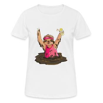 Mud Run Faultier - Frauen T-Shirt atmungsaktiv - Weiß - Vorne - AI Model Female 172 dark (172cm)