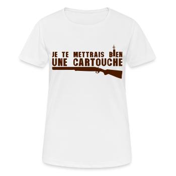 je te mettrais bien une cartouche fusil humour - T-shirt respirant Femme - blanc - Devant - AI Model Female 172 dark (172cm)
