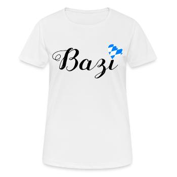 Bazi - Bairisch Dialekt Mundart - Frauen T-Shirt atmungsaktiv - Weiß - Vorne - AI Model Female 172 dark (172cm)