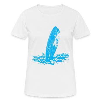 Surfbrett am Strand - Frauen T-Shirt atmungsaktiv - Weiß - Vorne - AI Model Female 172 dark (172cm)