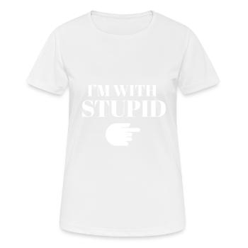 i'm with stupid - Women's Breathable T-Shirt - white - Front - AI Model Female 172 dark (172cm)