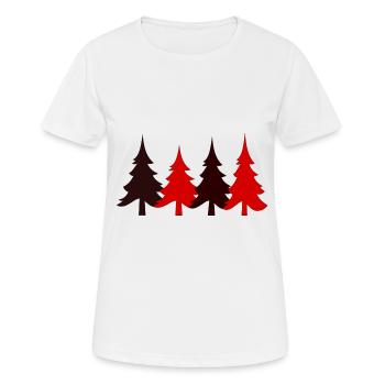 Sapin noir rouge - 4 sapins - T-shirt respirant Femme - blanc - Devant - AI Model Female 172 dark (172cm)