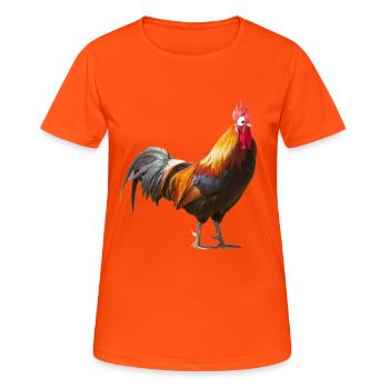 Comic Chicken Comic Rooster - Women's Breathable T-Shirt - neon orange - Front - AI Model Female 172 dark (172cm)