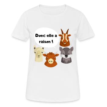 Donc elle a raison - T-shirt respirant Femme - blanc - Devant - AI Model Female 172 dark (172cm)