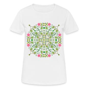 Mandalamuster von Fliegenjägerfröschen - Frauen T-Shirt atmungsaktiv - Weiß - Vorne - AI Model Female 172 dark (172cm)