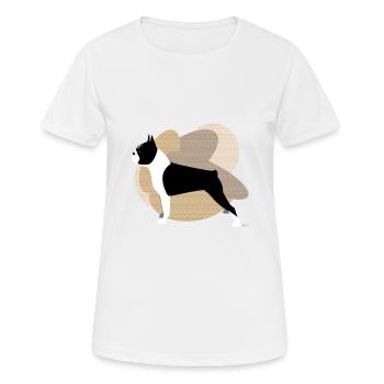 Hundesammlung von IxCÖ #Boston - Frauen T-Shirt atmungsaktiv - Weiß - Vorne - AI Model Female 172 dark (172cm)
