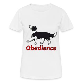 Obedience Border Collie Schrift - Frauen T-Shirt atmungsaktiv - Weiß - Vorne - AI Model Female 172 dark (172cm)