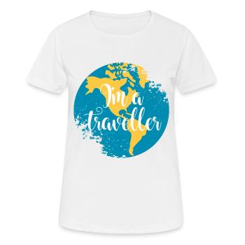 Bouton Traveller America - T-shirt respirant Femme - blanc - Devant - AI Model Female 172 dark (172cm)
