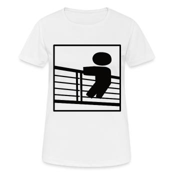 Zaungast, Geländer, Aussicht - Frauen T-Shirt atmungsaktiv - Weiß - Vorne - AI Model Female 172 dark (172cm)