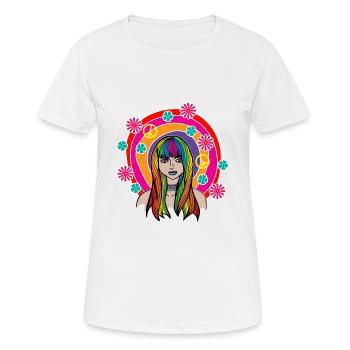 HIPPIE Shirt Kostüm - Frauen T-Shirt atmungsaktiv - Weiß - Vorne - AI Model Female 172 dark (172cm)