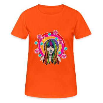 HIPPIE shirt costume - Women's Breathable T-Shirt - neon orange - Front - AI Model Female 172 dark (172cm)
