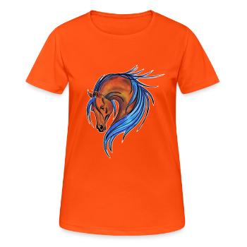 rising horse Horse - Women's Breathable T-Shirt - neon orange - Front - AI Model Female 172 dark (172cm)