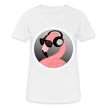 Flamingo mit Sonnenbrille und Kopfhörer - Frauen T-Shirt atmungsaktiv - Weiß - Vorne - AI Model Female 172 dark (172cm)