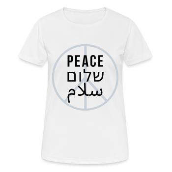 Peace. Shalom. Salam - Women's Breathable T-Shirt - white - Front - AI Model Female 172 dark (172cm)