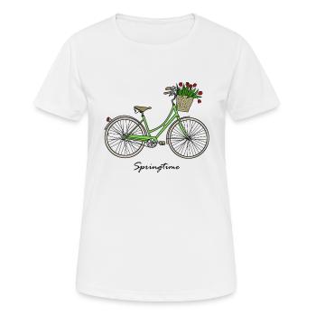 Printemps, printemps, vélo, tulipes - T-shirt respirant Femme - blanc - Devant - AI Model Female 172 dark (172cm)
