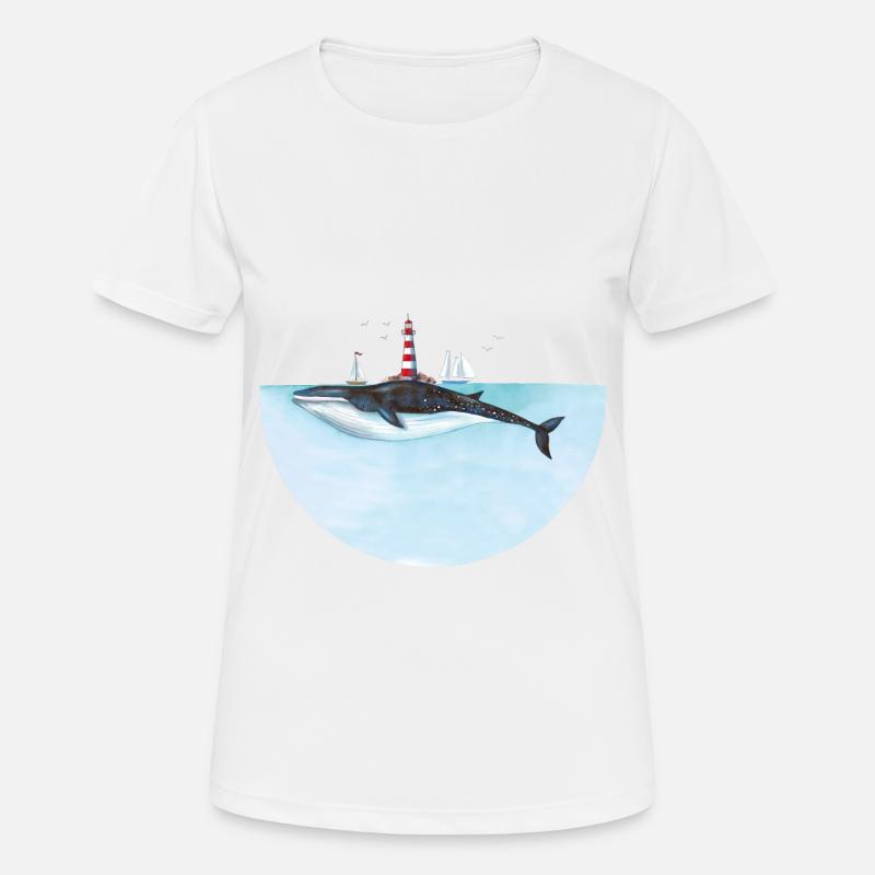 Lighthouse Whale - Women's Breathable T-Shirt - white