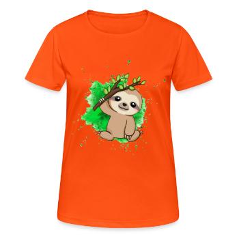 Sloth - T-shirt respirant Femme - orange néon - Devant - AI Model Female 172 dark (172cm)