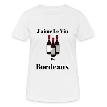 t-shirt j’aime le vin humour cadeau anniversaire - T-shirt respirant Femme - blanc - Devant - AI Model Female 172 dark (172cm)