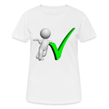 3D figure with green check mark - Women's Breathable T-Shirt - white - Front - AI Model Female 172 dark (172cm)