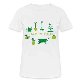 Jardin - je suis dans mon bureau - T-shirt respirant Femme - blanc - Devant - AI Model Female 172 dark (172cm)