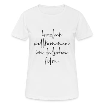 Herzlich willkomen im falschen Film - Frauen T-Shirt atmungsaktiv - Weiß - Vorne - AI Model Female 172 dark (172cm)