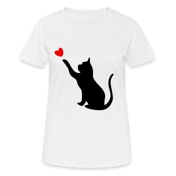 Katze mit Herz - Frauen T-Shirt atmungsaktiv - Weiß - Vorne - AI Model Female 172 dark (172cm)