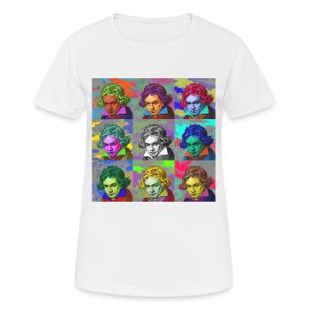 Pop-Art Ludwig van Beethoven Klassik Geschenkidee - Frauen T-Shirt atmungsaktiv - Weiß - Vorne - AI Model Female 172 dark (172cm)