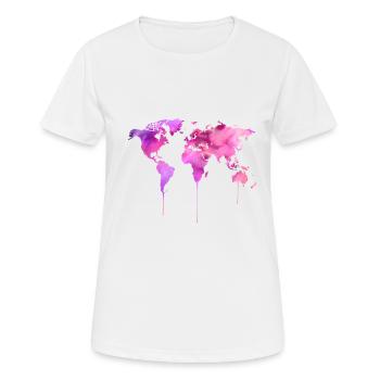 Weltkarte - Frauen T-Shirt atmungsaktiv - Weiß - Vorne - AI Model Female 172 dark (172cm)