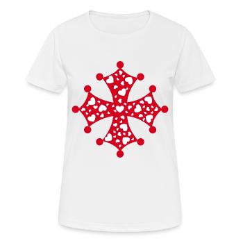 Okzitanisches Herzkreuz - Frauen T-Shirt atmungsaktiv - Weiß - Vorne - AI Model Female 172 dark (172cm)