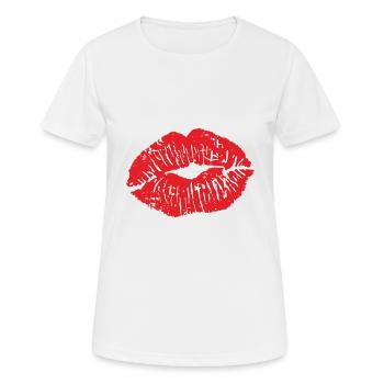 Baiser la bouche - baiser - baiser - baiser - T-shirt respirant Femme - blanc - Devant - AI Model Female 172 dark (172cm)