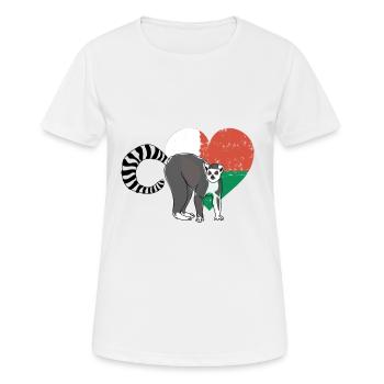 Madagascar lémurien sur drapeau malgache - T-shirt respirant Femme - blanc - Devant - AI Model Female 172 dark (172cm)